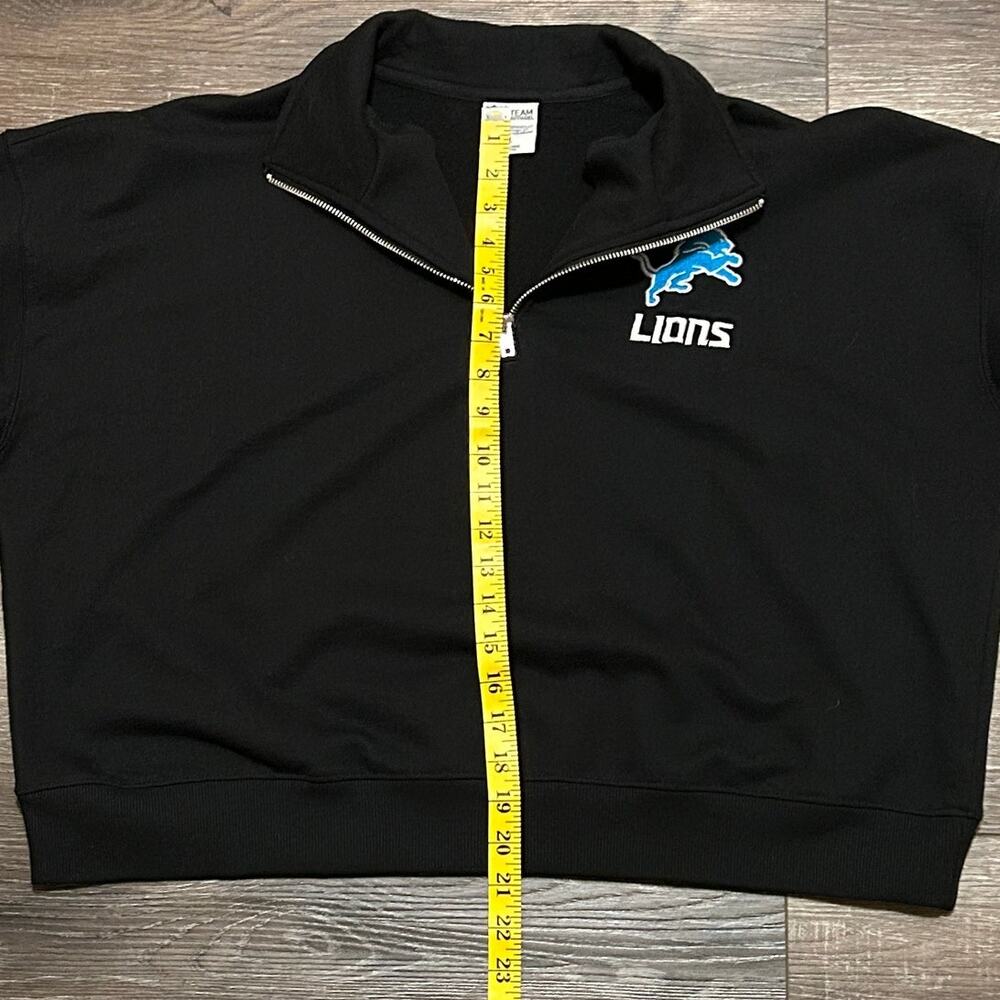 Detroit Lions NFL Cropped Quarter Zip Pullover Sweatshirt Black Women’s X-Large - Picture 7 of 10